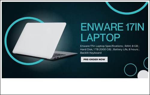 Enware 17in Laptop Features Specs 2023